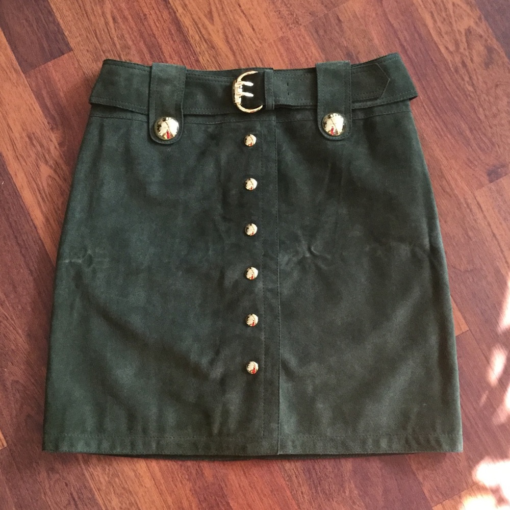 Olive Green Carlisle Suede Skirt